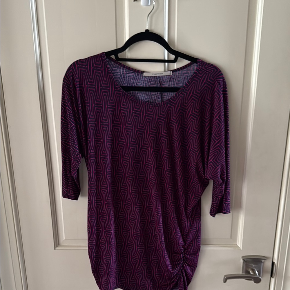 41 Hawthorn Purple Asymmetrical Ruched Long Sleeve Top